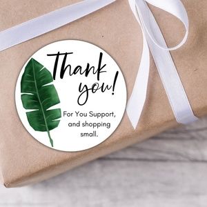 Tropical Leaf Thank You Stickers